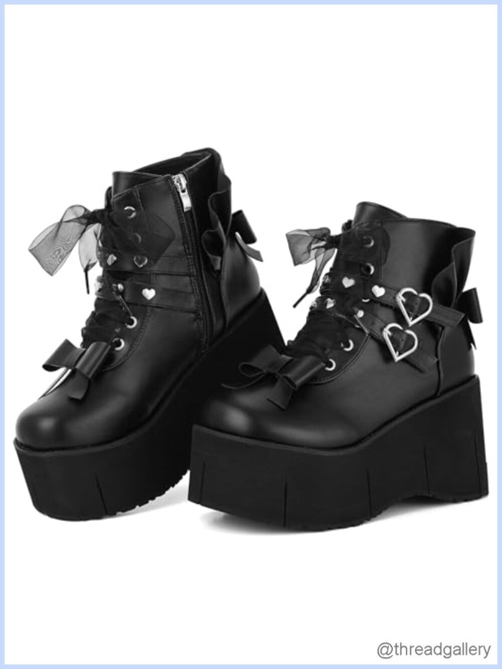 Women's Platform Ankle Boots Faux Leather Lace-Up Goth Rave Party Shoes